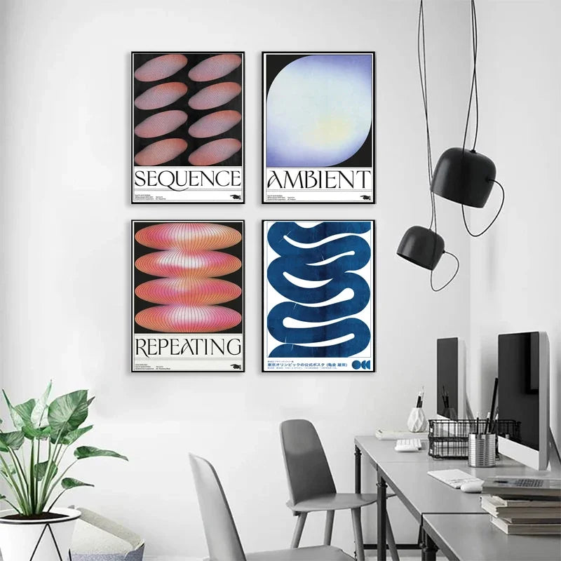 Japanese Abstract Blue Wave Canvas Print - Posters