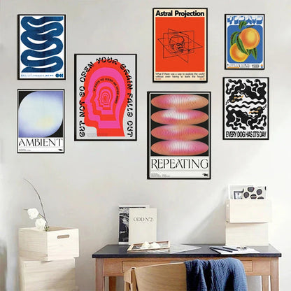 Japanese Abstract Blue Wave Posters for Modern Living Room - Posters