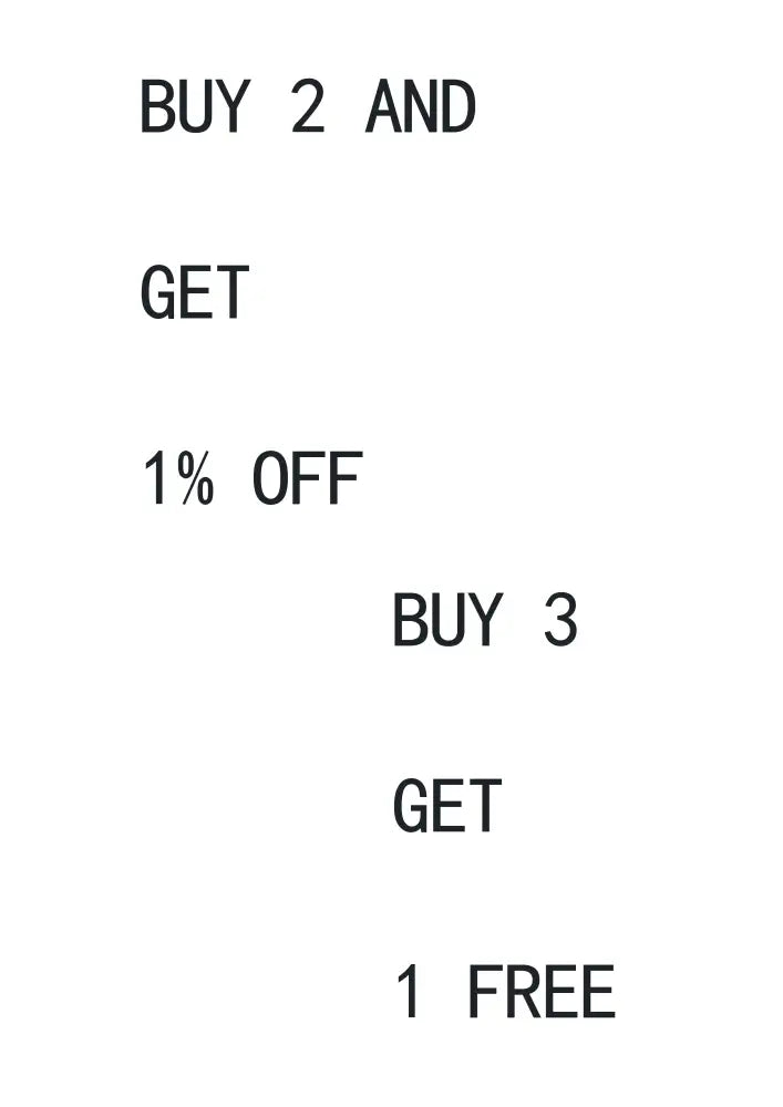 Black text on white background advertising buy two get one percent off and buy three get one free for japanese anime nana posters