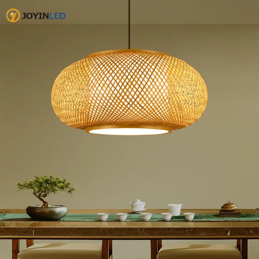 Japanese Bamboo Woven Lantern Pendant Light