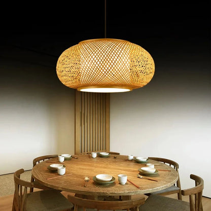 Japanese Bamboo Woven Lantern Pendant Light - Decorbites