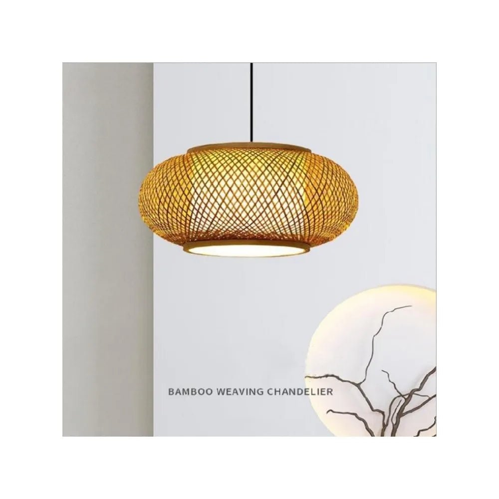 Japanese Bamboo Woven Pendant Lantern - Decorbites