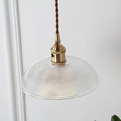 Japanese Brass Semi-Circle Glass Pendant Light - Decorbites