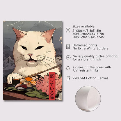 Japanese Cat Ramen Canvas Wall Art