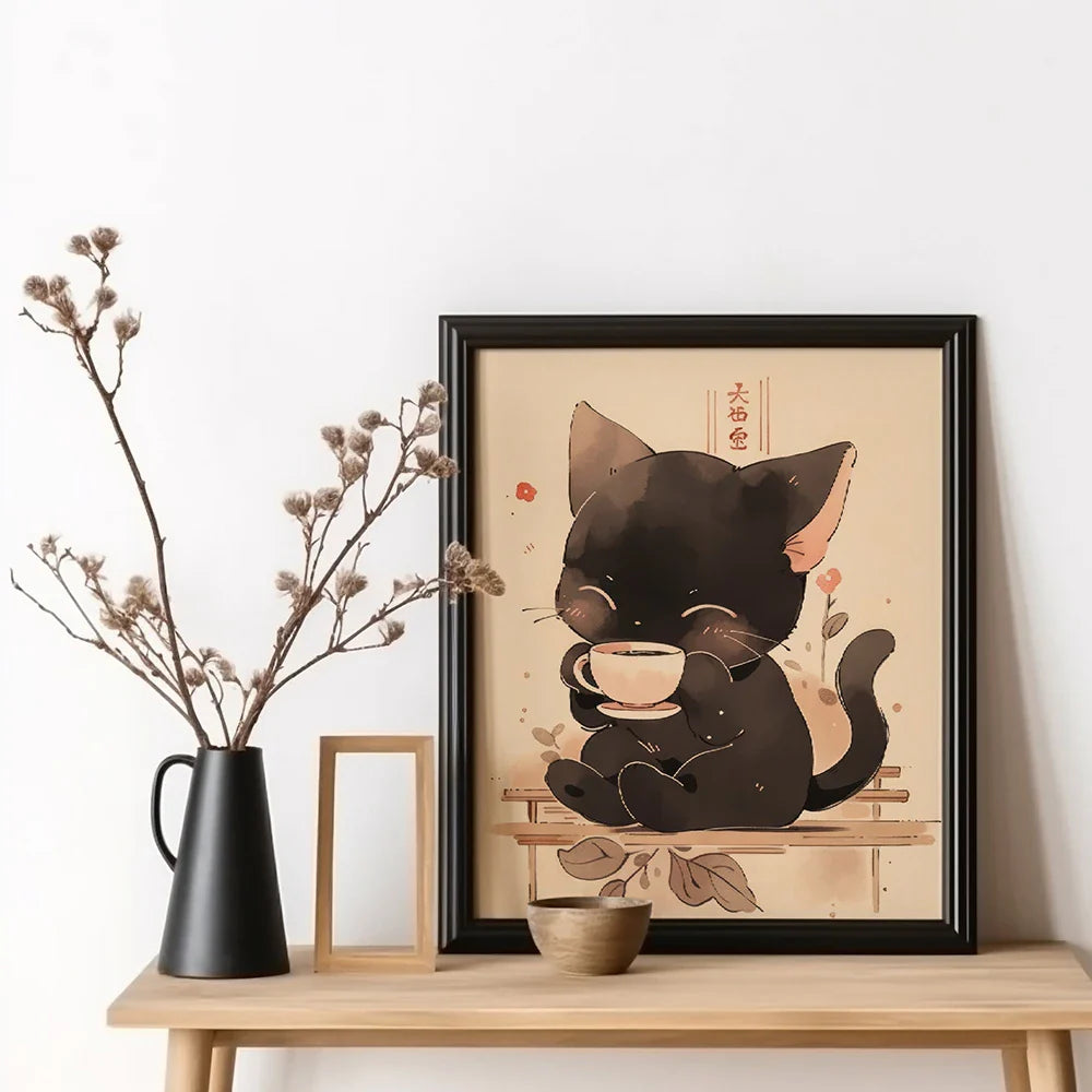 Japanese Cat Ramen Canvas Wall Art - CJ52097 / 30x40cm no frame