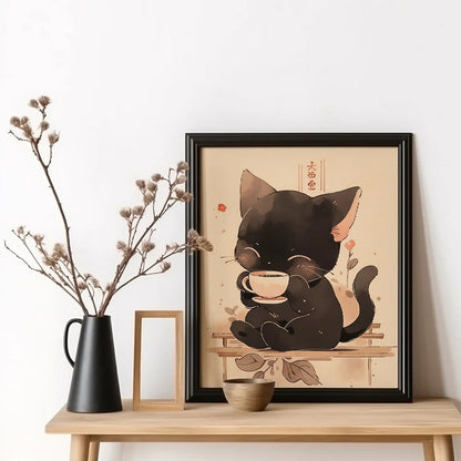 Japanese Cat Ramen Canvas Wall Art - CJ52097 / 30x40cm no frame