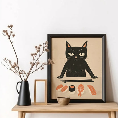 Japanese Cat Ramen Canvas Wall Art - CJ52098 / 50x70cm no frame