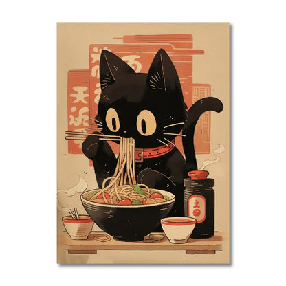 Japanese Cat Ramen Canvas Wall Art - CJ52101 / 50x70cm no frame