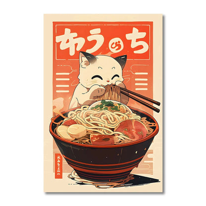 Japanese Cat Ramen Canvas Wall Art - CJ52105 / 50x70cm no frame