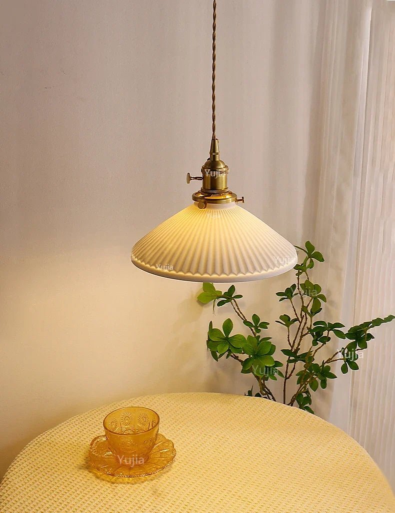 Japanese Ceramic Pendant Light With Copper Finish - Decorbites