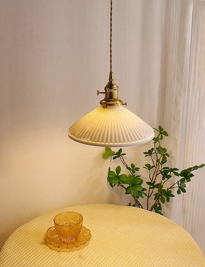 Japanese Ceramic Pendant Light With Copper Finish - Decorbites