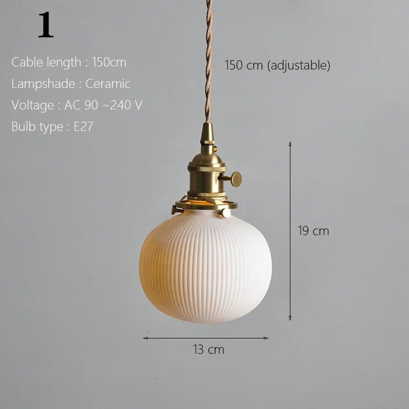 Japanese Ceramic Pendant Light With Copper Finish - Decorbites