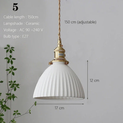 Japanese Ceramic Pendant Light With Copper Finish - Decorbites
