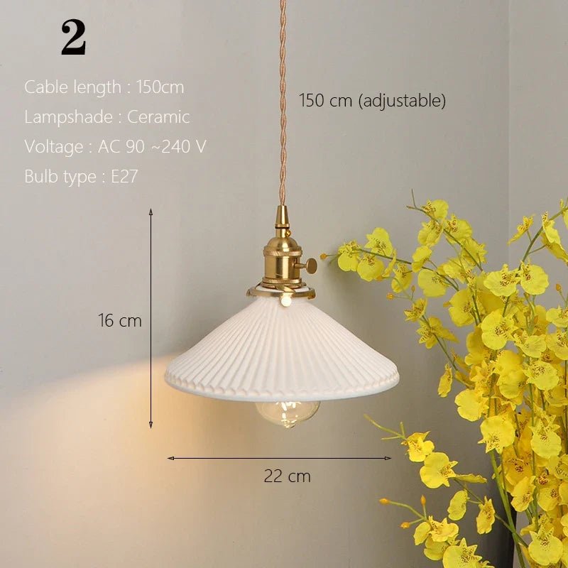 Japanese Ceramic Pendant Light With Copper Finish - Decorbites
