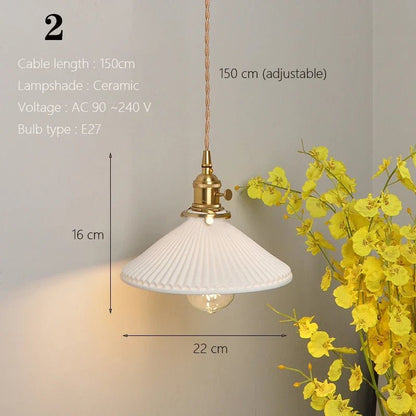 Japanese Ceramic Pendant Light With Copper Finish - Decorbites