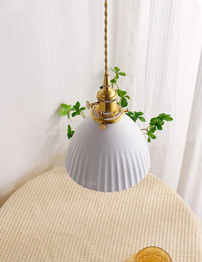 Japanese Ceramic Pendant Light With Copper Finish - Decorbites