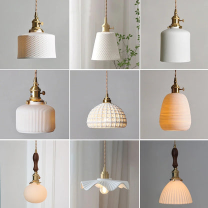 Japanese Ceramic Pendant Light With Copper Finish - Decorbites