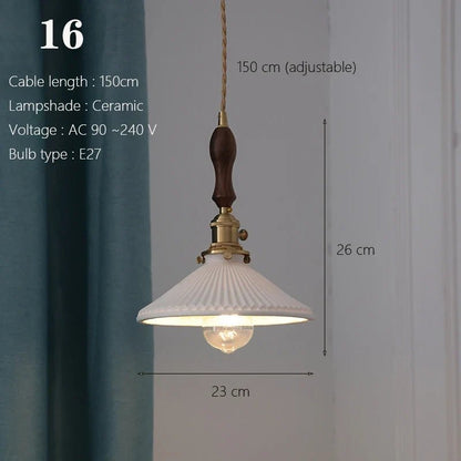 Japanese Ceramic Pendant Light With Copper Finish - Decorbites