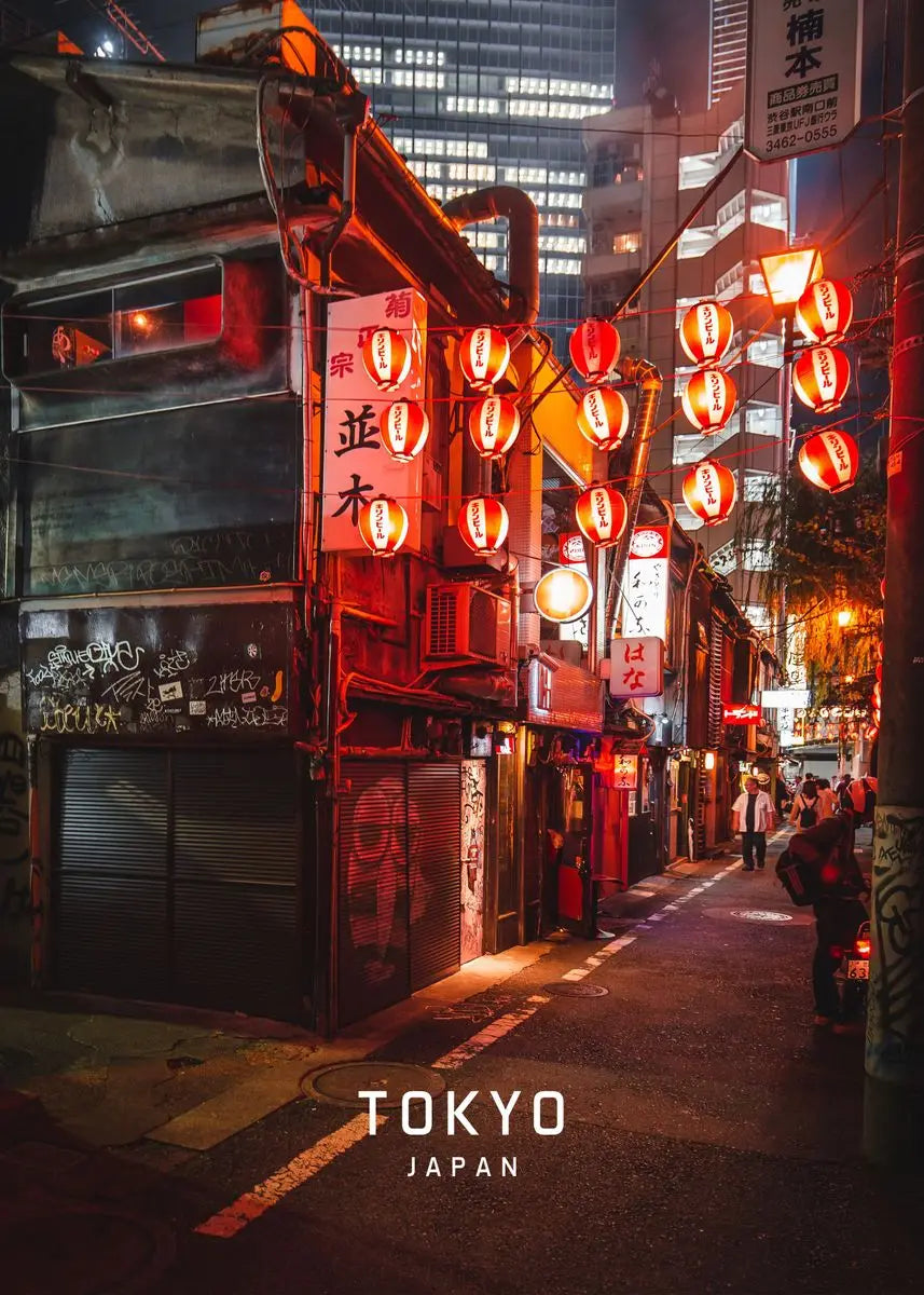 Japanese City Landscape Canvas Wall Art - black / 40x60cm No Frame - Posters