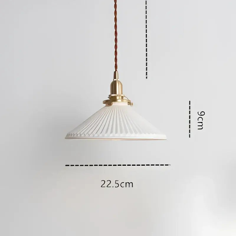 Japanese cream ribbed ceramic led pendant light with brass fixture perfect for dining room decorbites ceramic led pendant