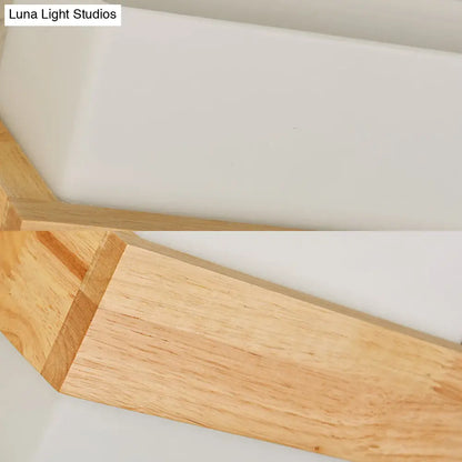 DecorBites™ Japanese Cube Shade Sconce Lamp with Wood Deco Milk Glass - Modern Wall Lighting for Study Room