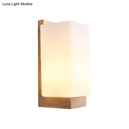DecorBites™ DecorBites™ Japanese Cuboid Wall Sconce in Stylish White - One Light Frosted Glass for Hotel or Office Lighting
