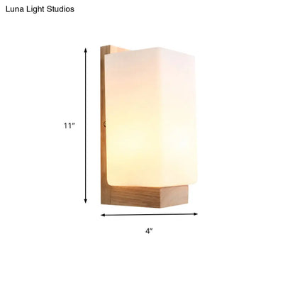 DecorBites™ DecorBites™ Japanese Cuboid Wall Sconce in Stylish White - One Light Frosted Glass for Hotel or Office Lighting