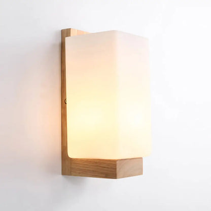 DecorBites™ DecorBites™ Japanese Cuboid Wall Sconce in Stylish White - One Light Frosted Glass for Hotel or Office Lighting