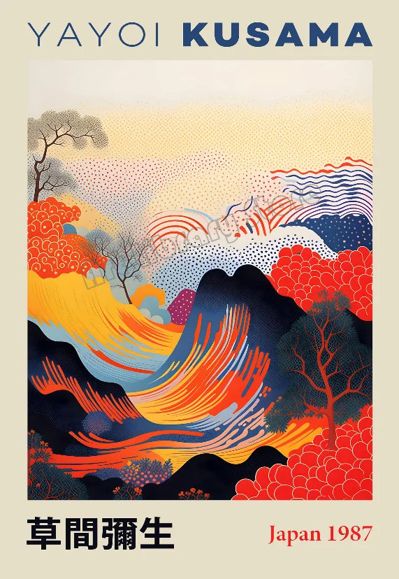 Japanese Geometric Mountain Landscape Exhibition Canvas Art - 50X70cm Unframed / 5 - Posters