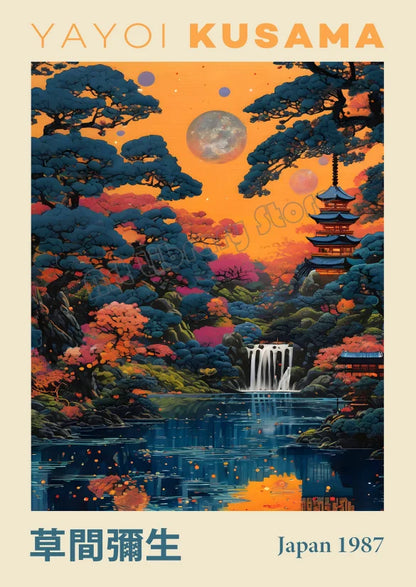 Japanese Geometric Mountain Landscape Exhibition Canvas Art - 50X70cm Unframed / 6 - Posters