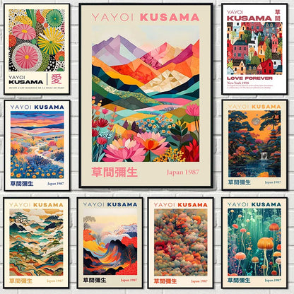 Japanese Geometric Mountain Landscape Exhibition Canvas Art - Posters