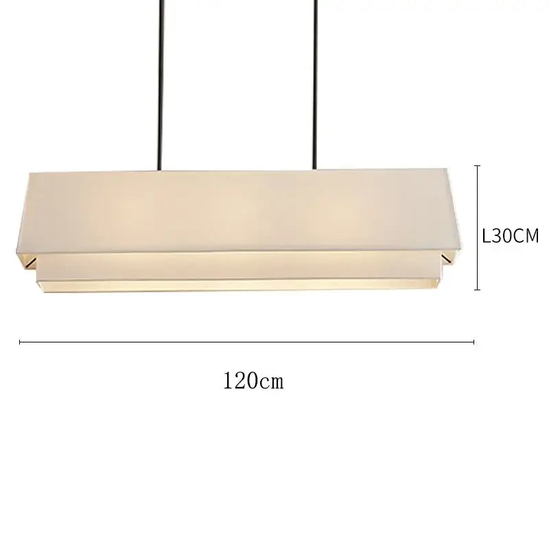 Modern rectangular cream pendant lamp with beige fabric diffuser and black cords decorbites camden japanese style