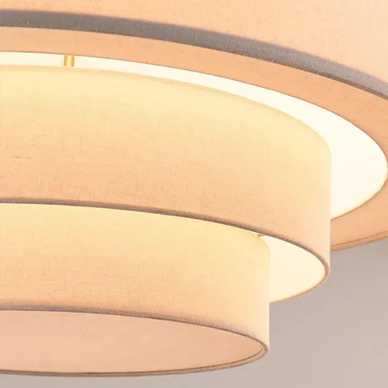 Beige linen tiered pendant lamp with subtle gray trim for kitchen lighting decorbites camden japanese style