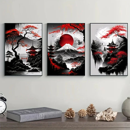 Japanese Natural Landscape Canvas Wall Art Set