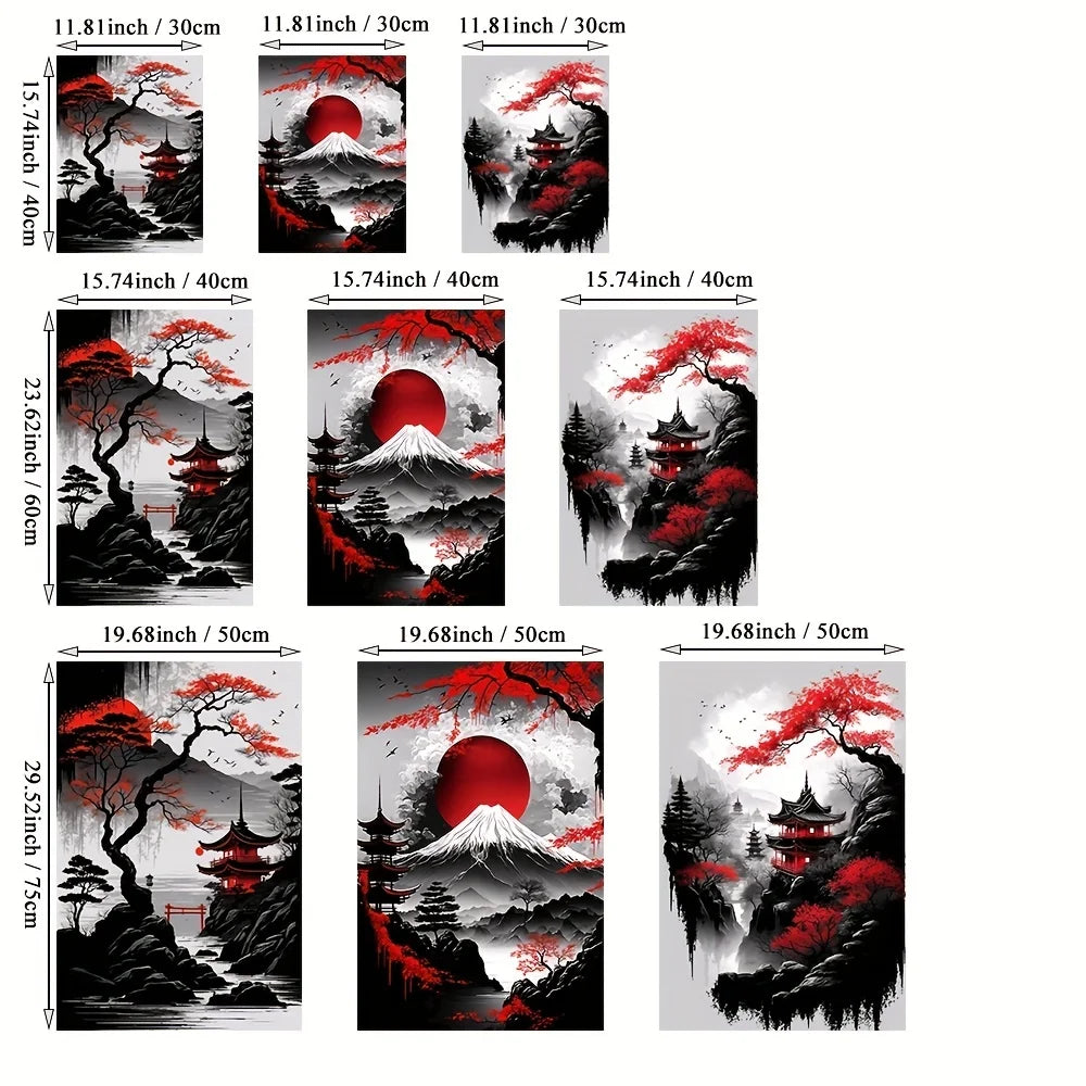 Japanese Natural Landscape Canvas Wall Art Set