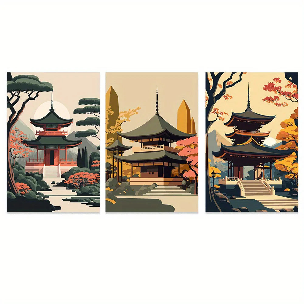Japanese Natural Landscape Canvas Wall Art Set - 6 / 20x30cm No Frame