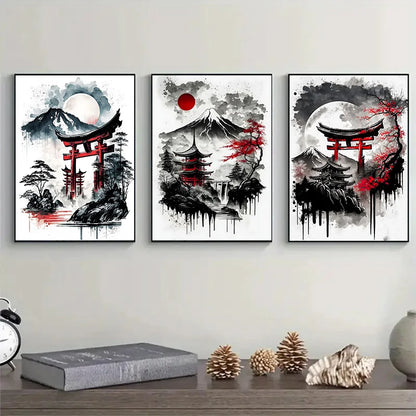 Japanese Natural Landscape Canvas Wall Art Set - 7 / 20x30cm No Frame
