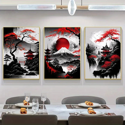 Japanese Natural Landscape Canvas Wall Art Set