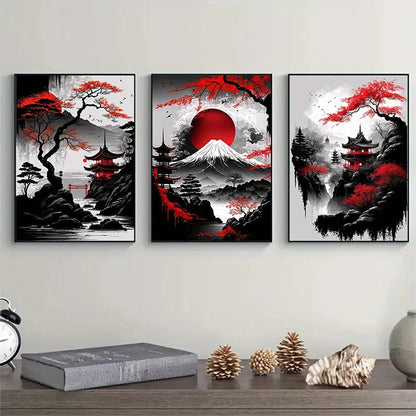 Japanese Natural Landscape Canvas Wall Art Set
