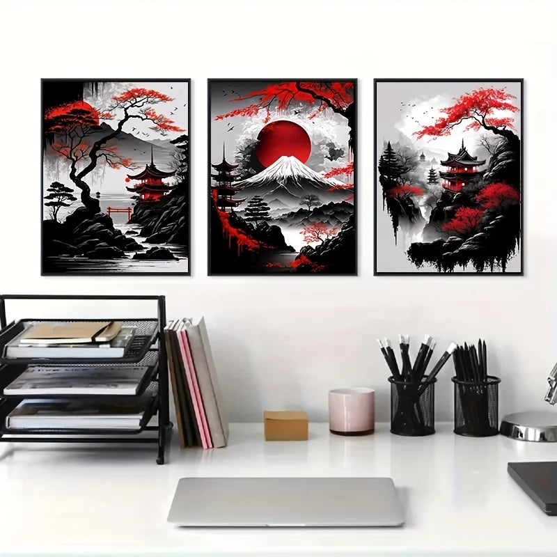 Japanese Natural Landscape Canvas Wall Art Set - TG70019 / 50x75cm No Frame