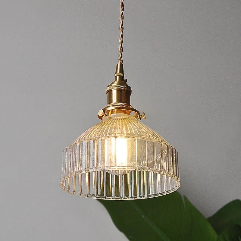 Japanese Pastoral Glass Pendant Light With Copper Accents - Decorbites