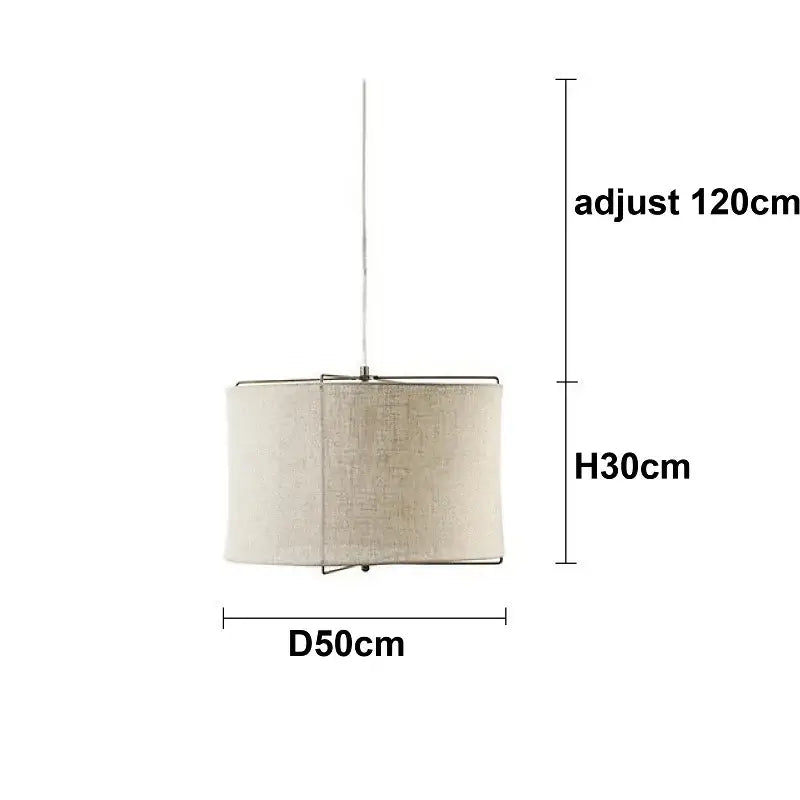Beige linen fabric chandelier with metal frame and adjustable chain for bedroom lighting by Decorbites linen fabric