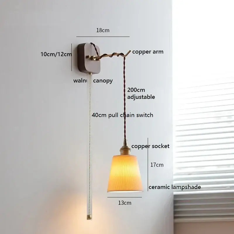 Warm-toned ceramic led wall light with ribbed texture suspended by adjustable copper arm decorbites ceramic led bedroom decorbites ceramic led wall