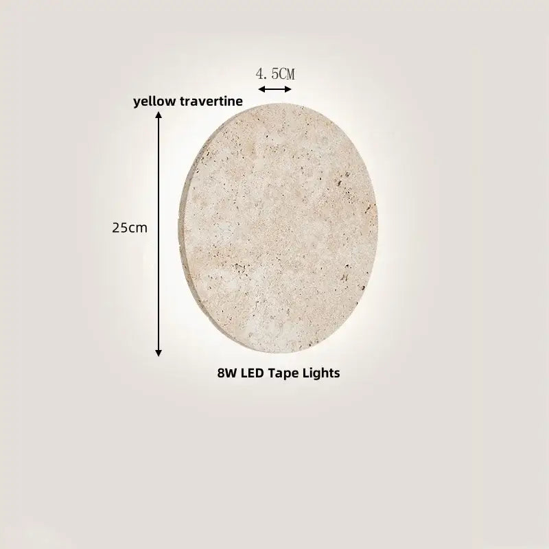Circular yellow travertine wall sconce with 8w led tape lights decorbites iron led wall light for bedroom decor