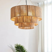 Golden tiered hemp rope pendant light crafted from woven natural fibers for Japanese style bedroom decorbites hemp rope decor
