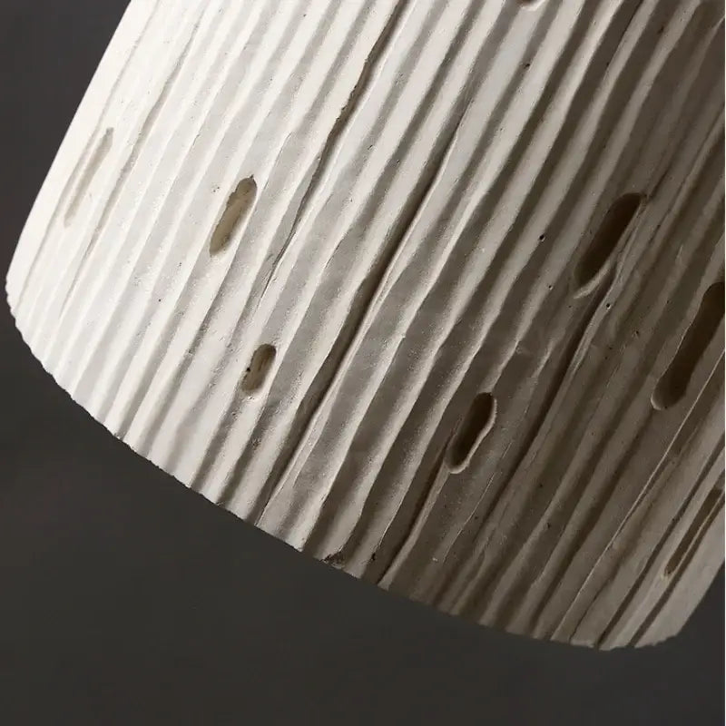 Textured white ceramic japanese style led wood wall light with vertical ridges and oval cutouts for decorbites bedroom pull chain
