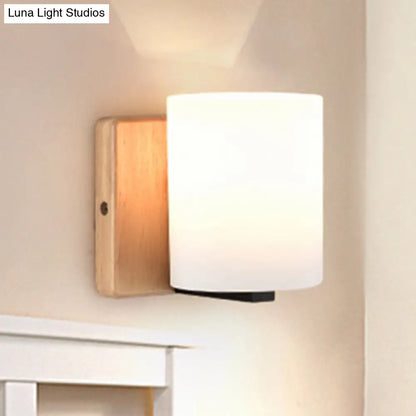 DecorBites™ DecorBites™ Japanese Style Opal Glass Wall Lamp in White – Small Wall Light for Hallway or Stairway