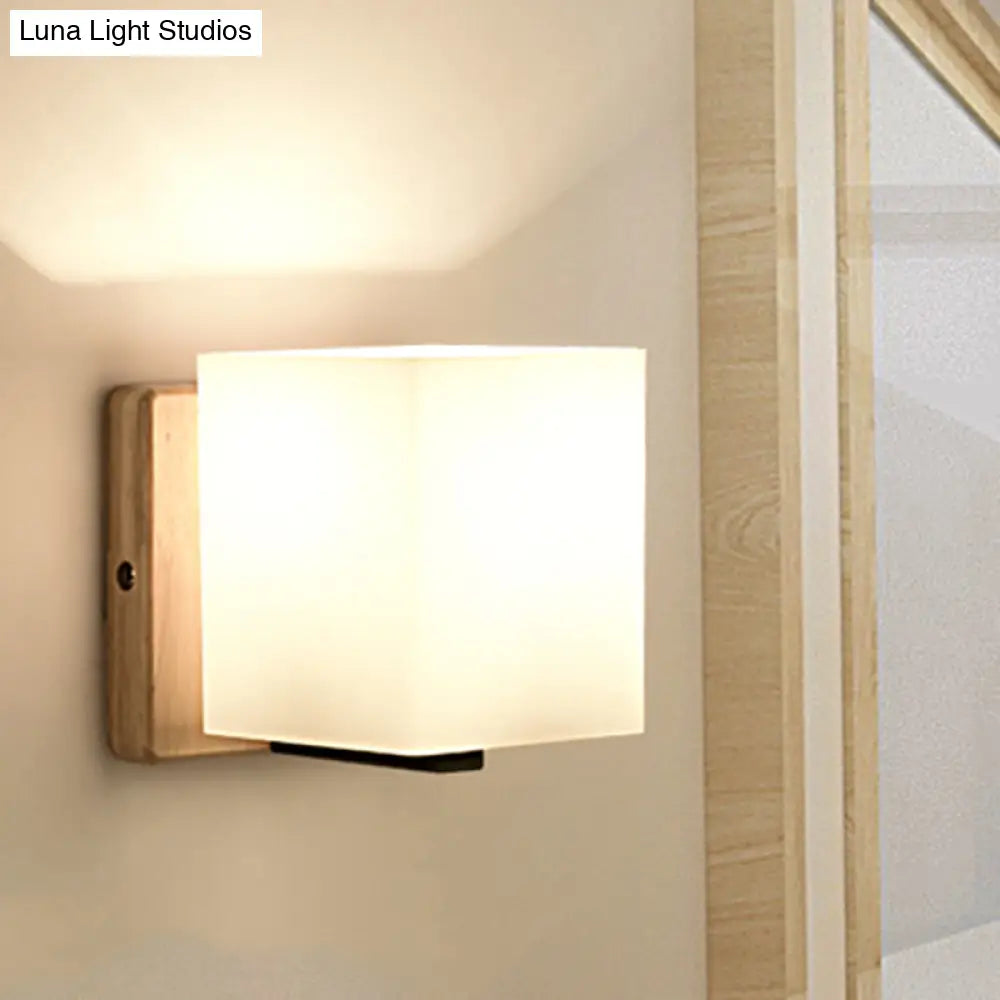 DecorBites™ DecorBites™ Japanese Style Opal Glass Wall Lamp in White – Small Wall Light for Hallway or Stairway