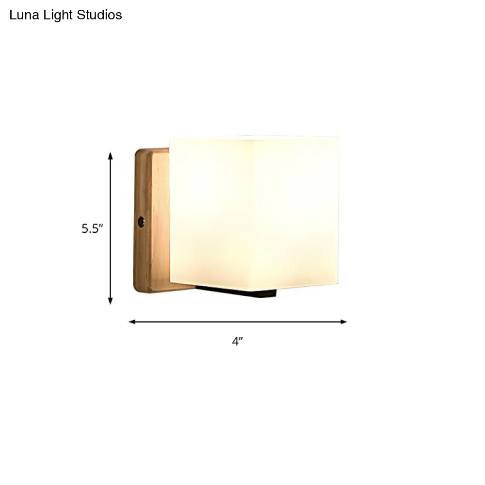 DecorBites™ DecorBites™ Japanese Style Opal Glass Wall Lamp in White – Small Wall Light for Hallway or Stairway