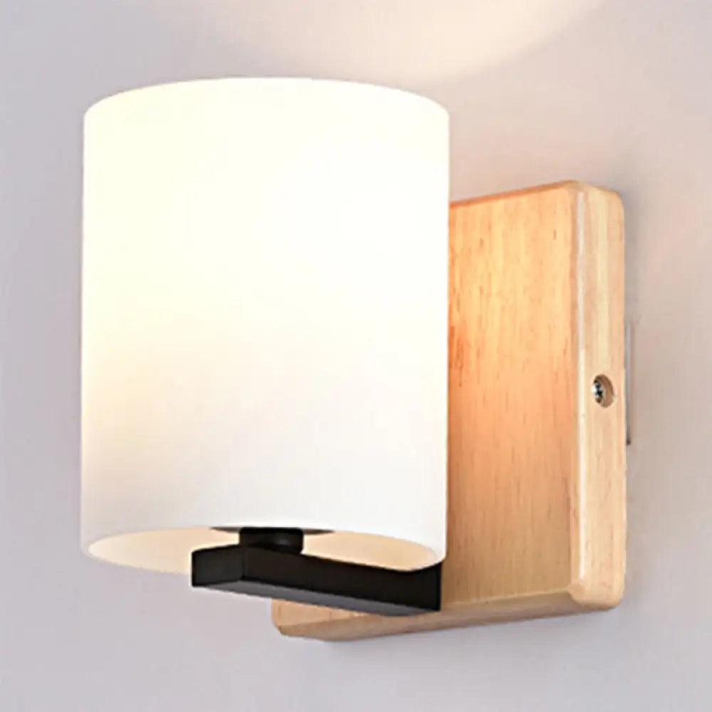 DecorBites™ DecorBites™ Japanese Style Opal Glass Wall Lamp in White – Small Wall Light for Hallway or Stairway